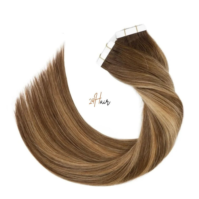 Tap in bandes adhésives virgin hair 4/27#, cheveux naturels pour une application rapide et une finition éclatante