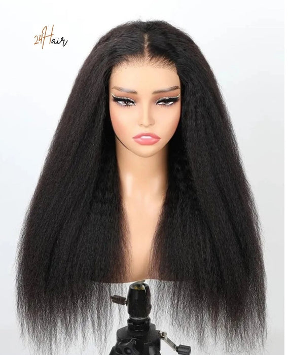 Perruque virgin closure HD 5x5 yaki, cheveux 100% naturels avec une texture lisse et robuste