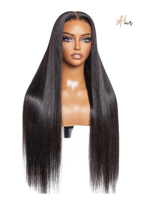 Perruque virgin closure HD 5x5 lisse, cheveux droits naturels pour un style moderne et élégant