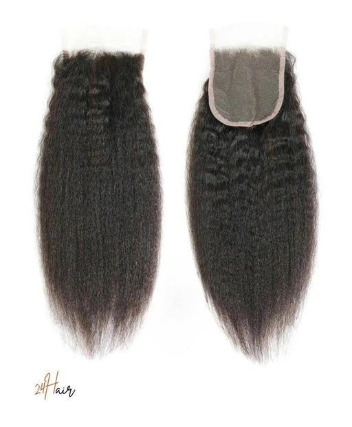 Fermeture 4x4 avec cheveux kinky straight yaki, une coiffure naturelle et chic pour un volume maximal