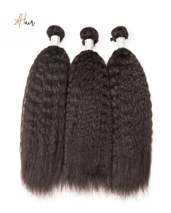 Tissages brésilien kinky straight yaki, cheveux naturels avec une texture lisse et brillante