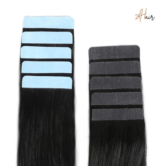 Bandes adhésives tap in cheveux virgin 1B, parfaits pour un look élégant et confortable