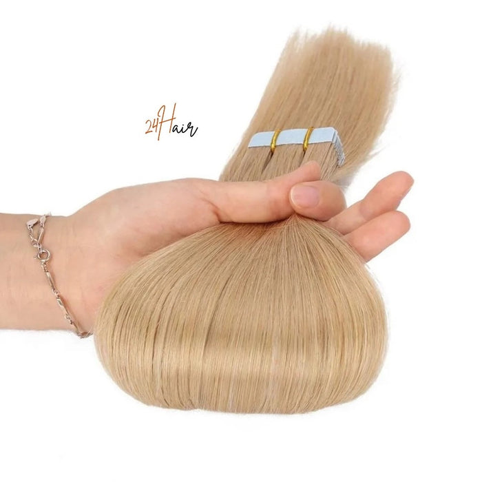 Bandes adhésives tap in, cheveux virgin 27# pour un look brillant et une texture lisse
