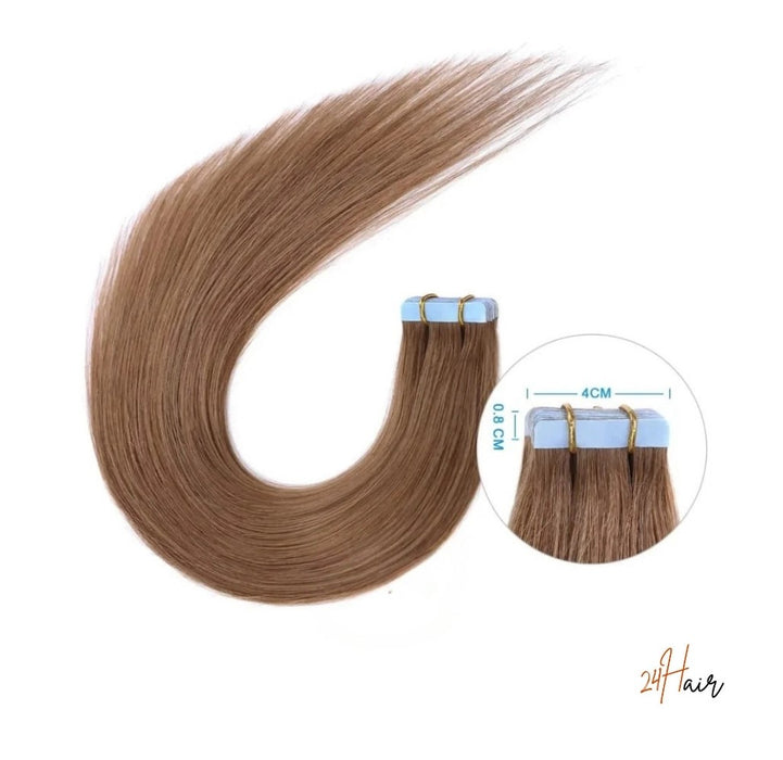 Tap in bandes adhésives virgin hair 6#, cheveux foncés naturels pour une application facile et rapide