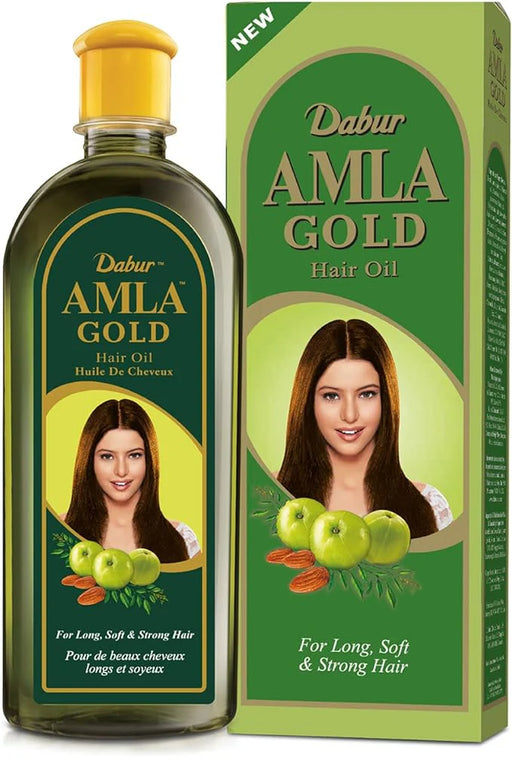 Huile Amla Gold 200ml Dabur, huile capillaire nourrissante pour des cheveux sains et brillants


