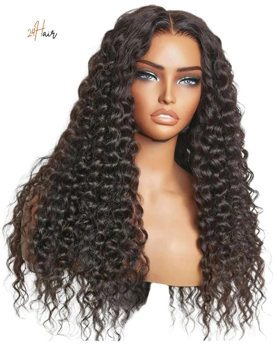 Perruque closure HD 5x5 virgin cheveux ondulés profonds, coiffure élégante avec des vagues définies et naturelles