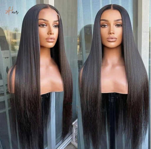 Perruque frontal HD lisse, texture lisse et naturelle, disponible en différentes longueurs pour un style parfait
