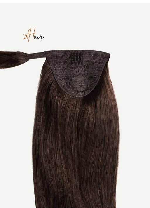 Ponytail cheveux virgin marron, queue de cheval élégante et naturelle pour un look chic