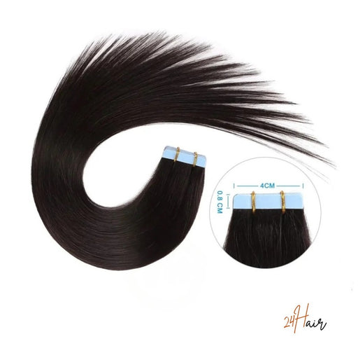 Bandes adhésives tap in cheveux virgin 1B, parfaites pour un look naturel et élégant