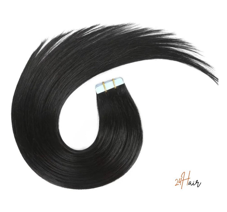 Tap in bandes adhésives virgin hair 1B, une texture lisse et brillante pour un style sans effort