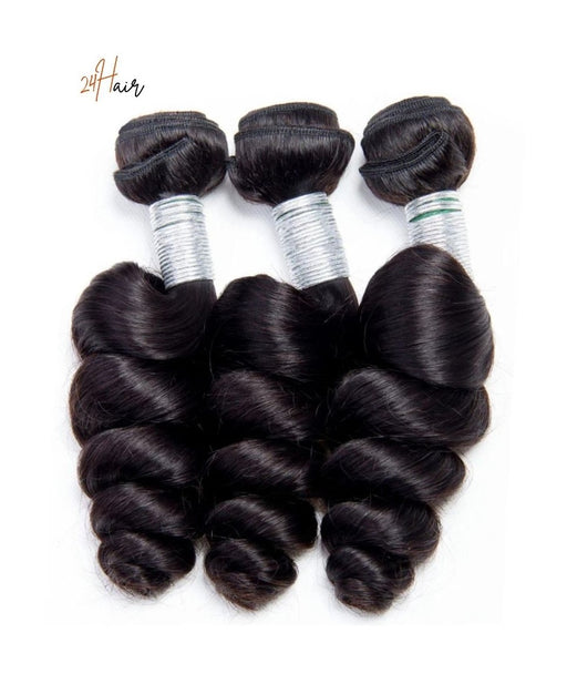 Extensions capillaires virgin brésiliennes loose wave, mèches longues et ondulées pour un effet naturel